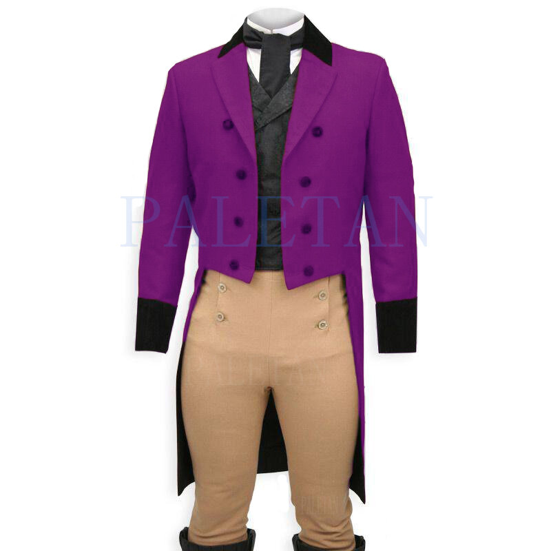 Terno de três peças masculino com lapela de pico, roupas de palco longo, colete personalizado, colete, jaqueta, calça, colete
