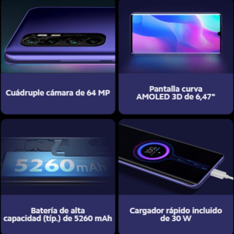 Xiaomi Mi Note 10 Lite (64GB ROM con 6GB RAM Snapdragon™ 730G Nuevo Móvil) [Teléfono Versión Global para España] note10