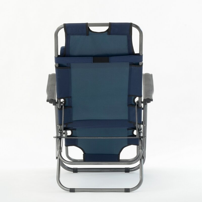 95635 Barneo PFC-12 Blue Folding Reclining Garden Deck Chair Sturdy Tubular Steel Frame Hard-Wearing Textoline Fabric Adjustable