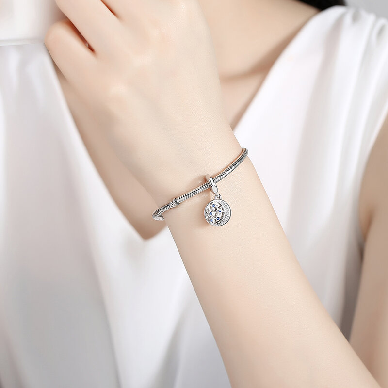 ELESHE foto personalizzata perlina argento Sterling 925 stella cava rotonda ciondola fascino misura braccialetto originale gioielli personalizzati fai da te