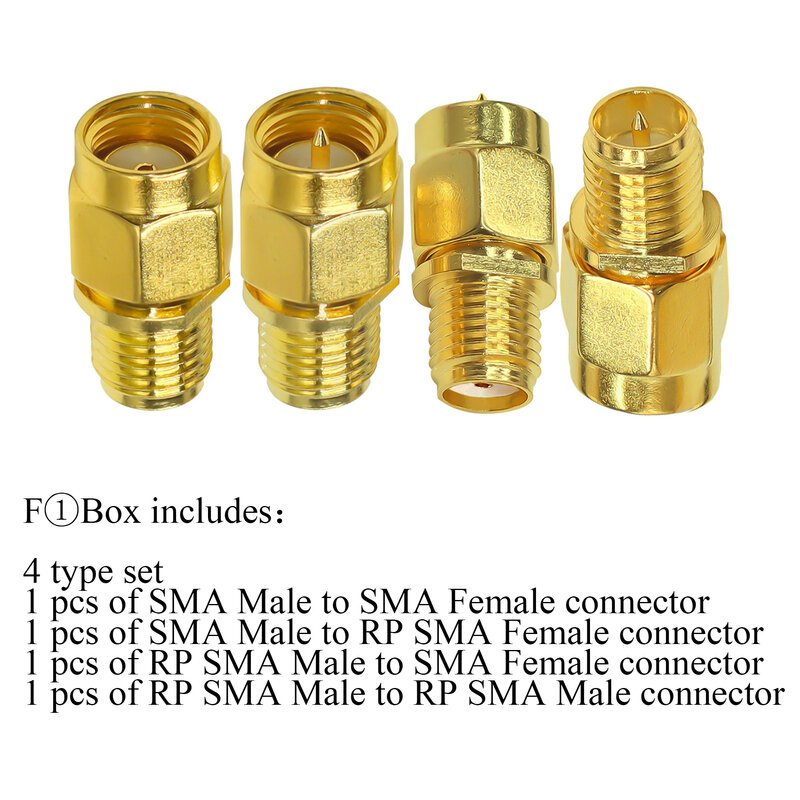 Kit de conector Coaxial SMA/RP-SMA macho a RP-SMA/SMA hembra, adaptador Coaxial RF, convertidor SMA macho a hembra, lote de 4 Uds., 2 uds.