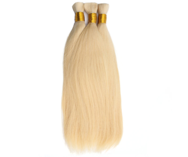 Extensions brésiliennes de cheveux humains Remy vierges, postiche naturelle blonde, tressage en vrac droit, document, 50g, 100g, 12-30 pouces