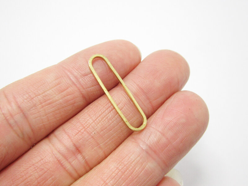 50pcs Oval Earring Charms, Link Chain Connector, 25.5x6.5x1mm, Geometric Brass Findings, Jewelry Making Supplies R506