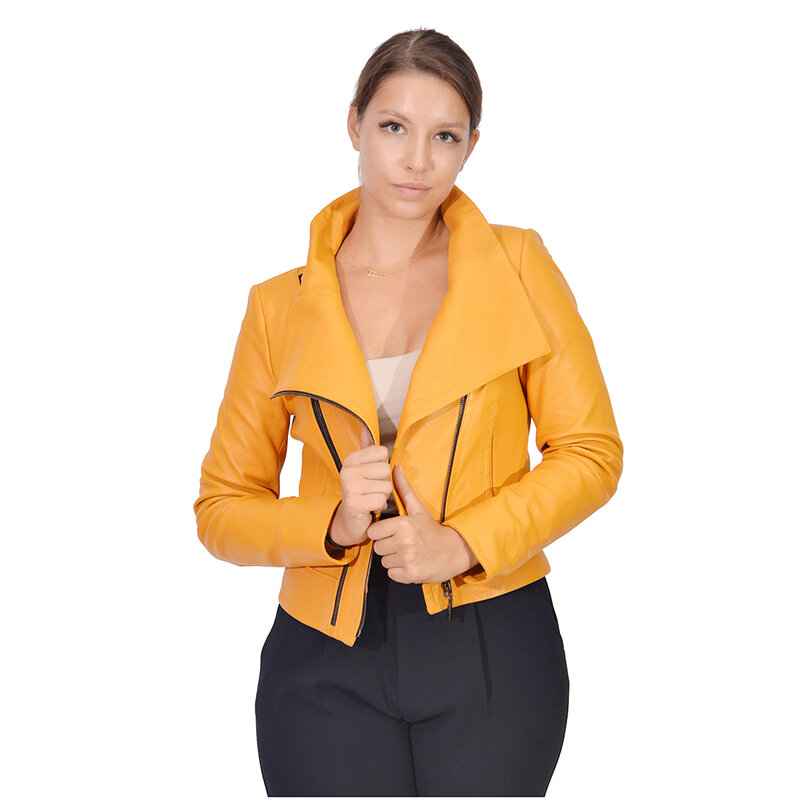 Zoramotti – veste en cuir véritable, cuir d'agneau classique de qualité, cuir naturel, garde au chaud