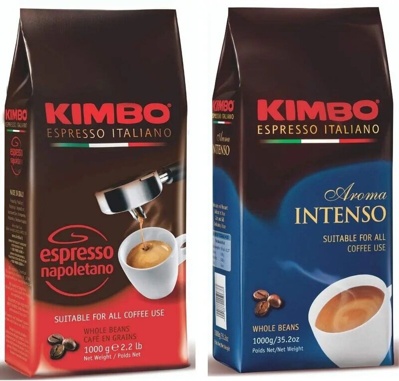 Lote de Café en granos Kimbo - (2 ramos de 1 kg) -Aroma intenso Espresso neapolitano