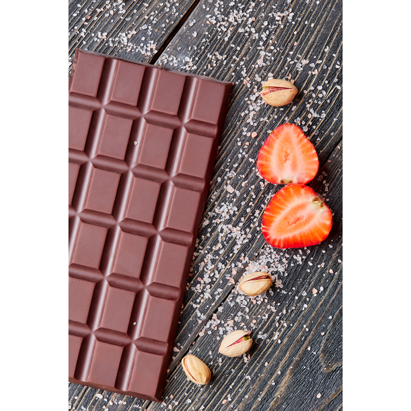 Chocolate Dark c pistachio strawberry Himalayan salt raw organic natural lactose free sugar tile 100 grams