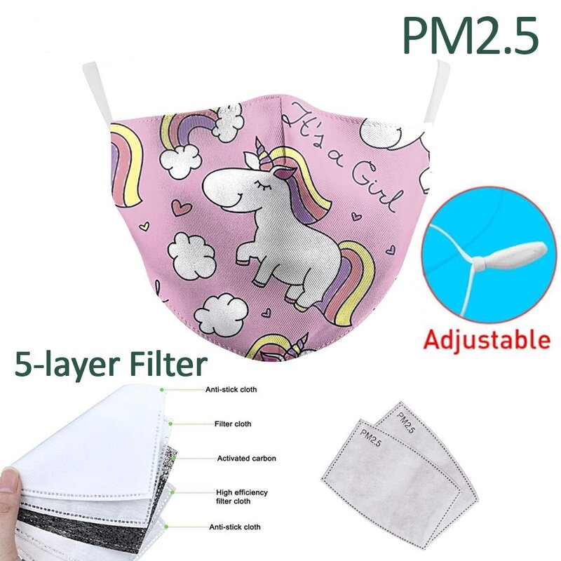 Masks children + 2 Filters PM 2.5 Kids Mask Protection Cotton Dust Protective Face Nose Mouth Multipurpose Washable CGStore