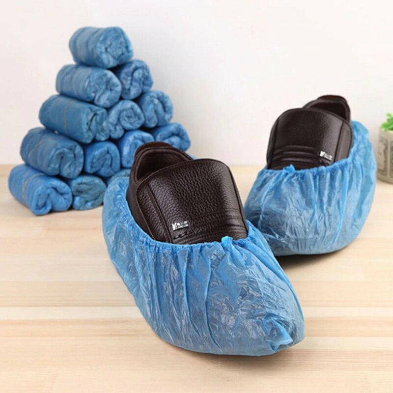 100 sztuk niebieskie medyczne wodoodporne pokrowce na buty plastikowe jednorazowe ochraniacze na obuwie pokrowce przeciwdeszczowe na buty odporne na błoto