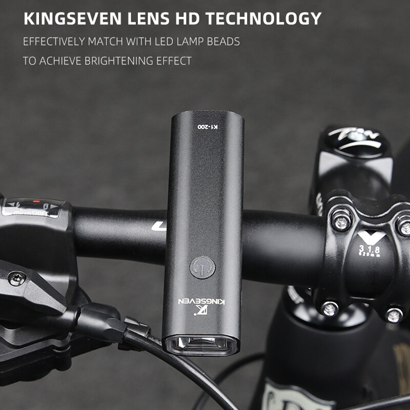 KINGSEVEN Lampu Sepeda USB Isi Ulang Lampu Depan Sepeda LED MTB Sorot Lampu Senter Bagian Sepeda Aksesori Lampu