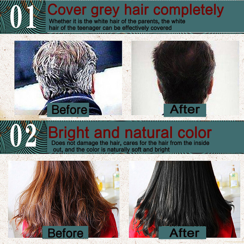 Champú de esencia Natural para hombre y mujer, crema de tinte permanente para el cabello, Color gris y blanco, Color rojo, marrón y negro, 500ml