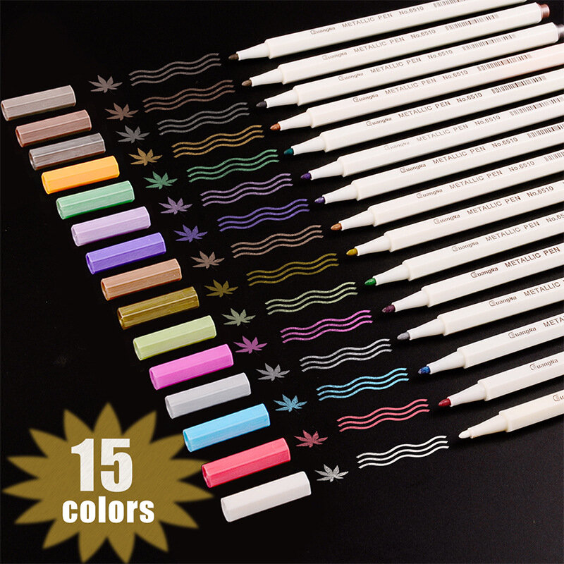 for Metallic Marker Pens 10 12 15 20 30 Colors for Adult Coloring Books Art Rock Painting Card Making DIY Scrapbook Brush Marker