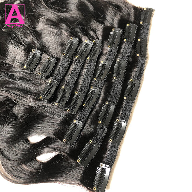 Ekstensi rambut manusia klip gelombang tubuh dalam ekstensi 120g/set klip dalam ekstensi kepala penuh Brasil klip pada ekstensi rambut untuk wanita