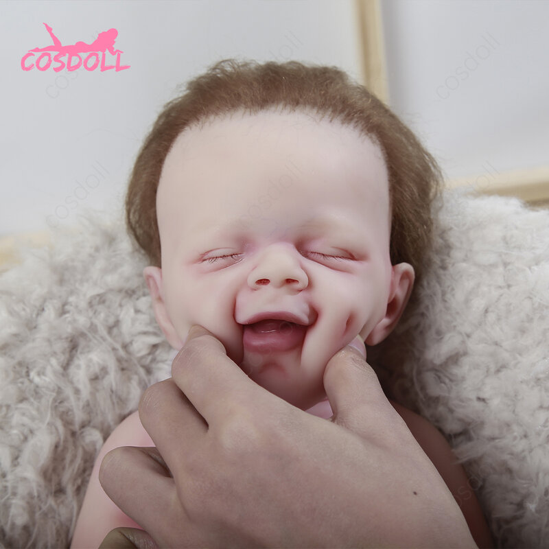 เด็กทารก Reborn ซิลิโคนนุ่ม100% ตุ๊กตาคำจริงสาวตาปิดของเล่นเด็กคริสต์มาส GiftCOSDOLL 47ซม.