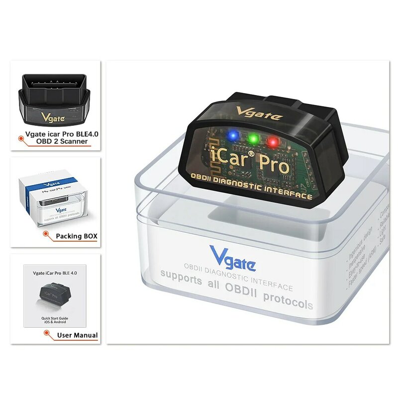 Vgate-自動車診断ツール,OBD2コードリーダー,Bluetooth 327付き,wifi付き,Android/iOS用