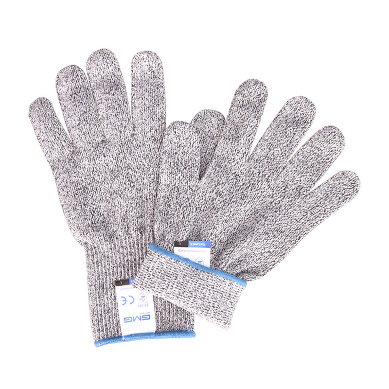 Anti Cut Proof Handschuhe Heißer Verkauf GMG Grau Schwarz HPPE EN388 ANSI Anti-cut-Level 5 Sicherheit Arbeit Handschuhe cut Beständig Handschuhe