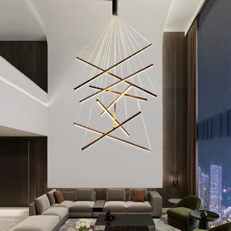 Modern LED Chandeliers Luster Lights For stair lamp Hall Dining Room Living Room Duplex Building home fixture Indoor Lighting