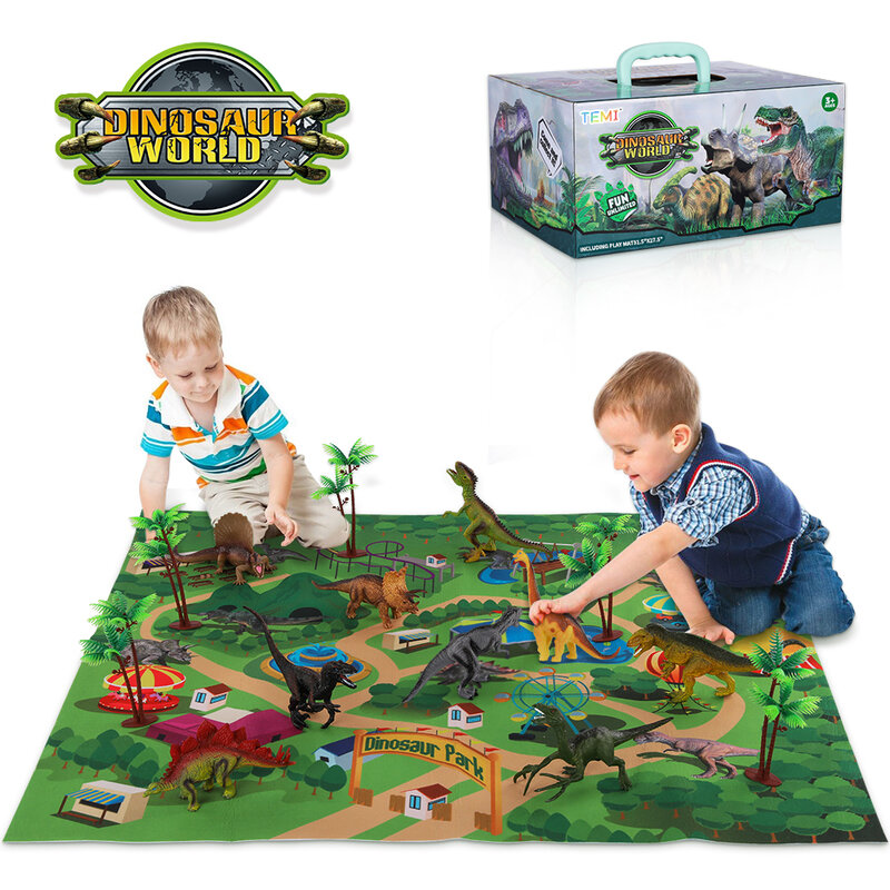 TEMI ของเล่นไดโนเสาร์ Jurassic Dino สัตว์ป่าชุด Minifigure ไดโนเสาร์เด็กของเล่นเพื่อการศึกษาเด็กของขวัญ
