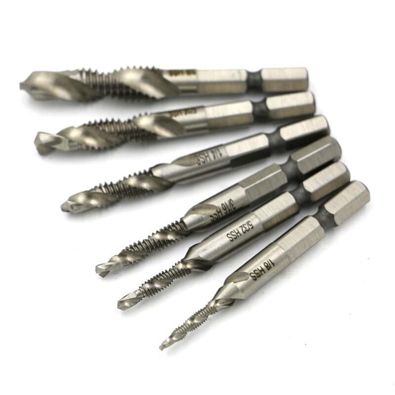 M3 M4 M5 M6 M8 M10 Composite Tap Drill Bit Thread Spiral Screw Tap 1/4'' Hex HSS 4341