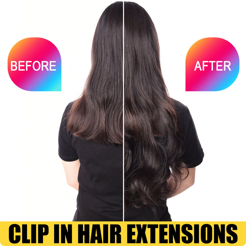 DinDong – Extensions de cheveux synthétiques ondulées avec clips, 24 pouces, 190G, Premium, résistantes à la chaleur, 613 #, marron blond, 19 couleurs disponibles