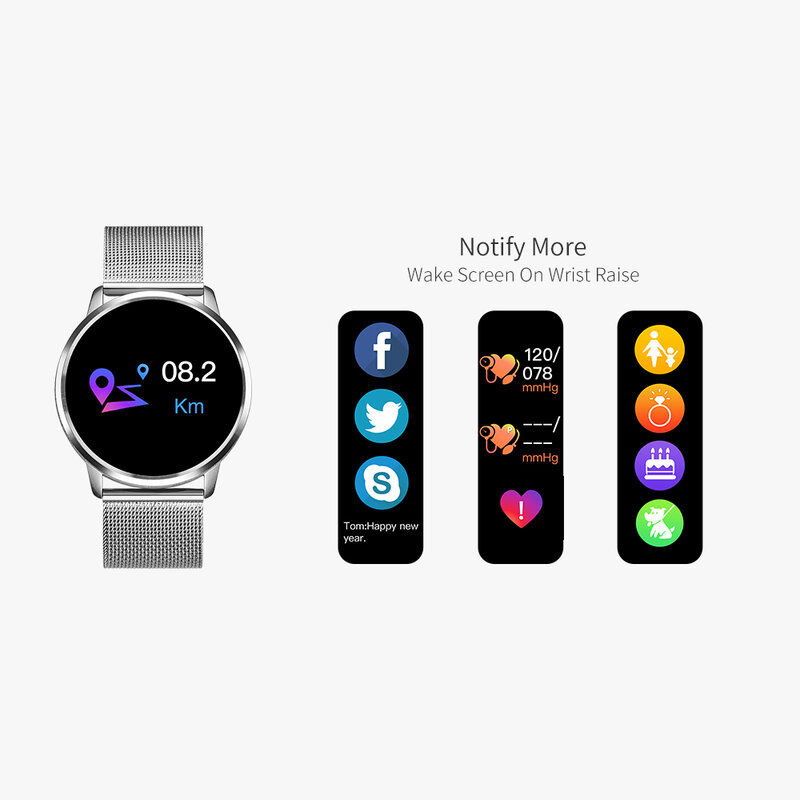 NEWWEAR Q8 Смарт-часы OLED Цвет Экран Smartwatch Мужская мода Фитнес трекер сердечного ритма