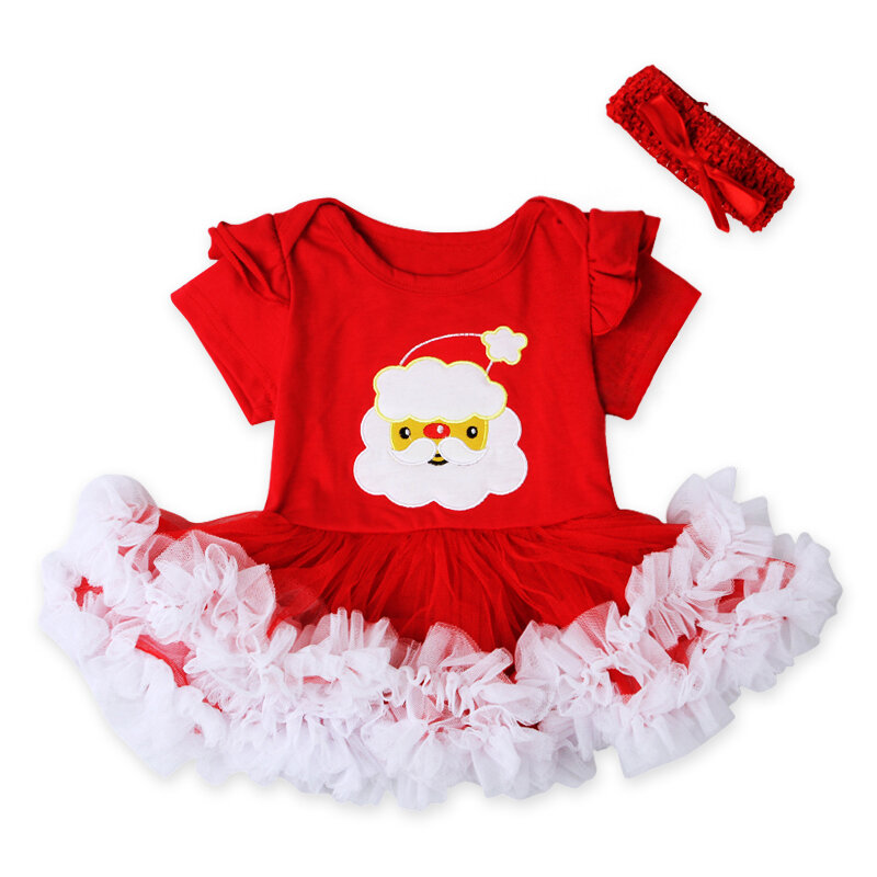 Niemowlęta świąteczne wielobarwne kropki sukienka z lamówką noworodek dziewczynki śliczna sukienka z pałąkiem na głowę strój na imprezę kostium Xmas ubrania