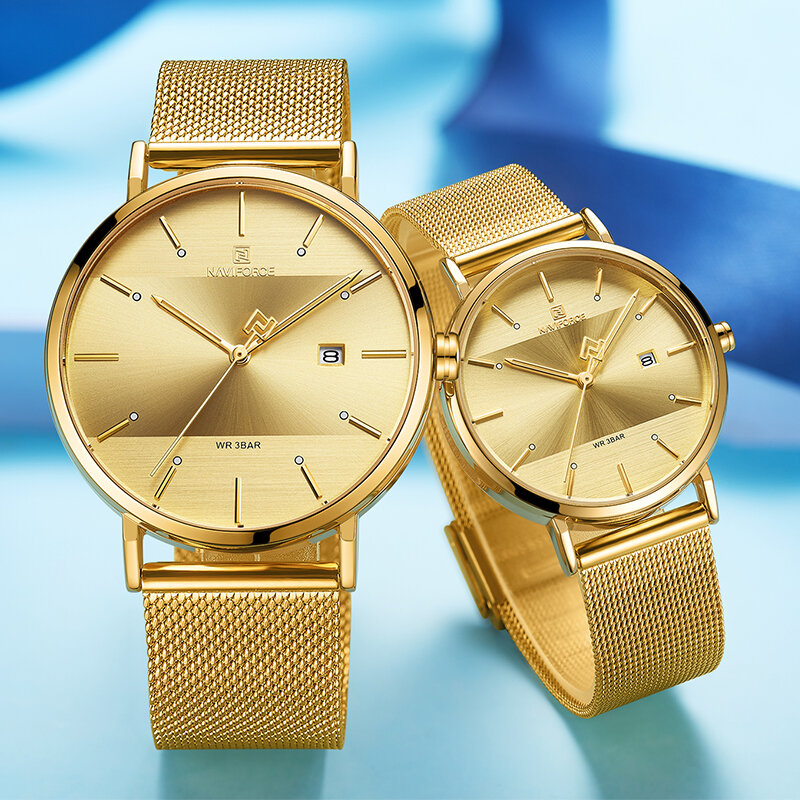 Пара часов NAVIFORCE мужские часы простые Роскошные Кварцевые наручные часы женские часы для мужчин и женщин водонепроницаемые влюбленные тонкие часы 2022