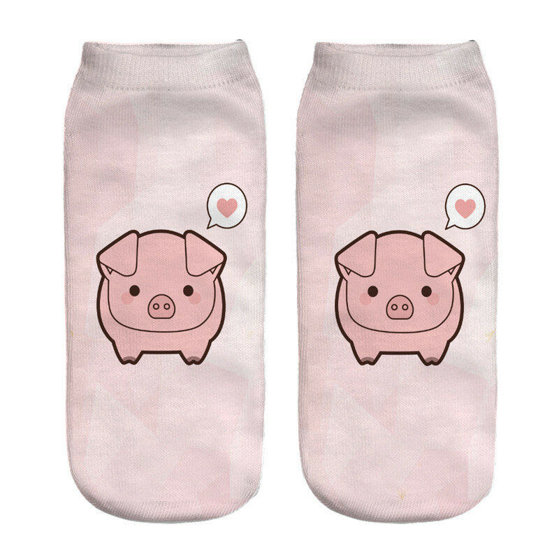 3d meias de impressão para as mulheres, meias engraçadas, branco, animal, porco, unisex, moda, novo, 2018