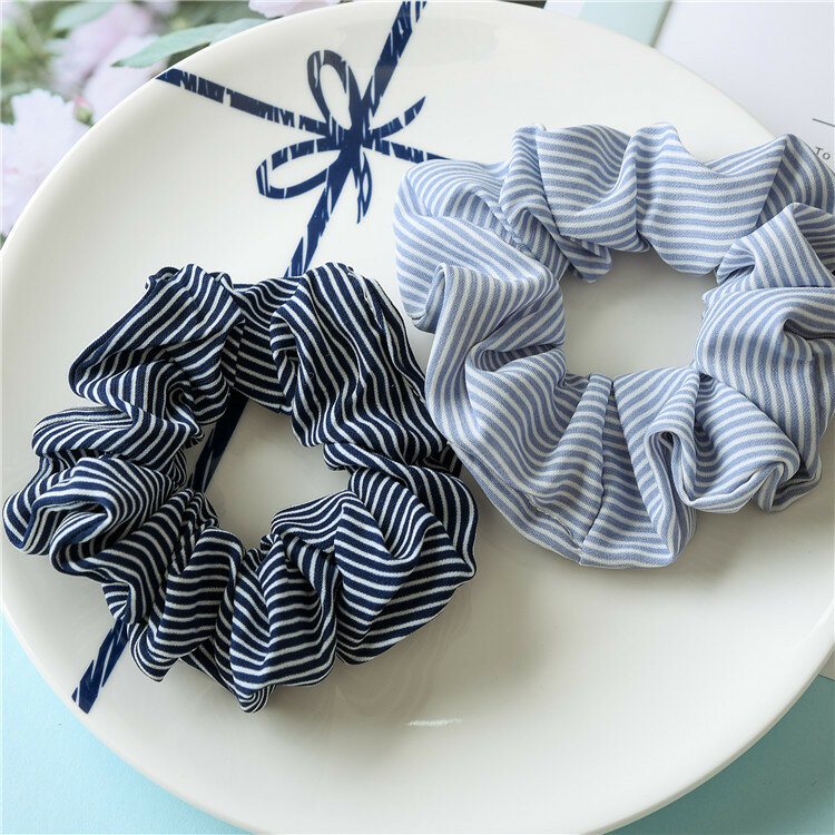 Fashion Girls Women stripe hair accessories Creative Chiffon small fresh flower seamless headband rubber band elastic hair bands