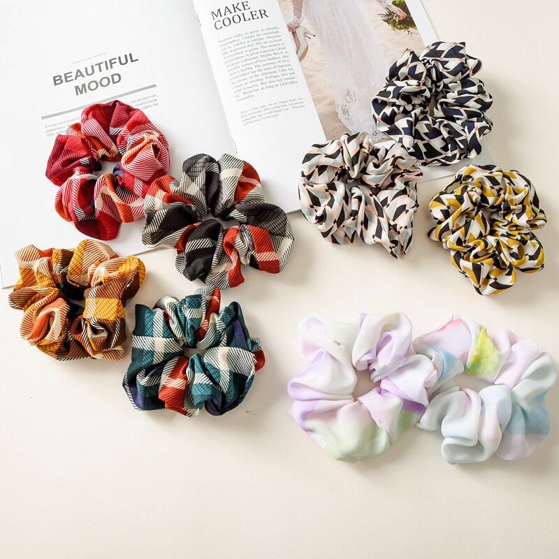 1PC Fashion Girls hair accessories Creative lattice small fresh flower seamless headband rubber band elastic hair bands