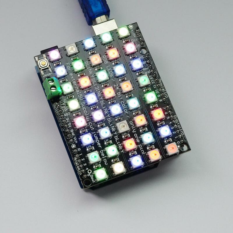 40 rgb LED ws2812b5x8ピクセルドットマトリックスシールドarduino用の再利用可能なLEDモジュールボード