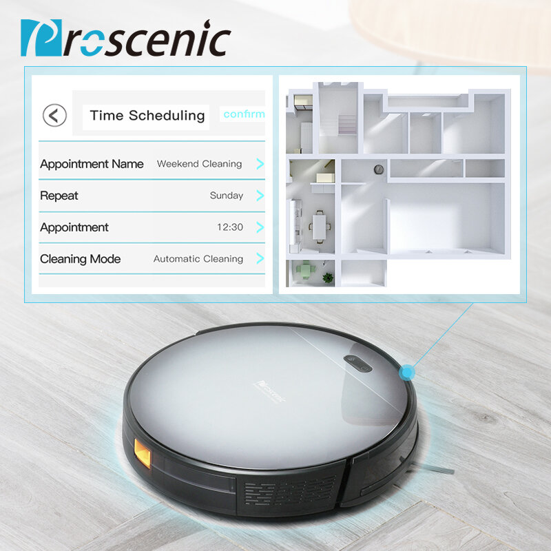 Proscenic 800T Robot Vacuum Cleaner Automatic Sweeping Dust Mopping Mobile App Remote Control Planned Robotic Vacuum 3 in 1