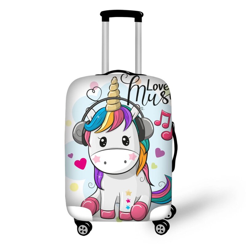Coperture per bagagli portatili elasticizzate della copertura protettiva della valigia dei bagagli di viaggio della stampa del modello dell'unicorno del fumetto 3D