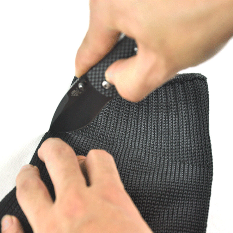 2 paires de gants noirs résistants à fil d'acier inoxydable, gants de travail respirants Anti-coupure, gants de sécurité Anti-abrasion