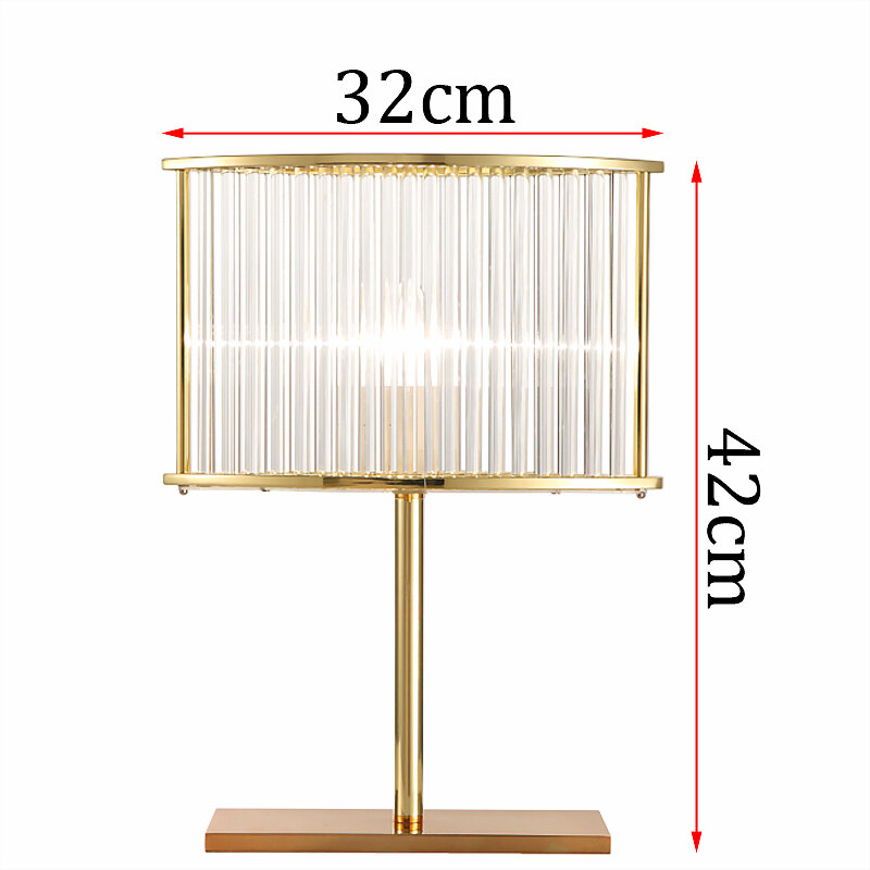Lámparas de Mesa de cristal transparente modernas, accesorio de iluminación LED dorado para dormitorio, sala de estar, estudio, decoración de escritorio