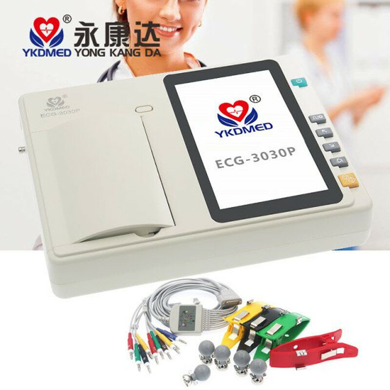 Machine portative d'ecg EKG d'électrocardiographe à trois canaux ECG-3030P de haute qualité