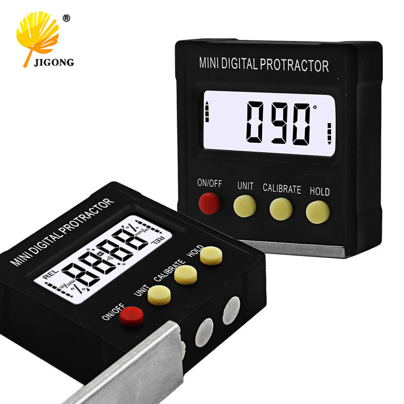 Mini transferidor digital, 360 graus, inclinômetro, caixa eletrônica do nível, base magnética, ferramentas de medição