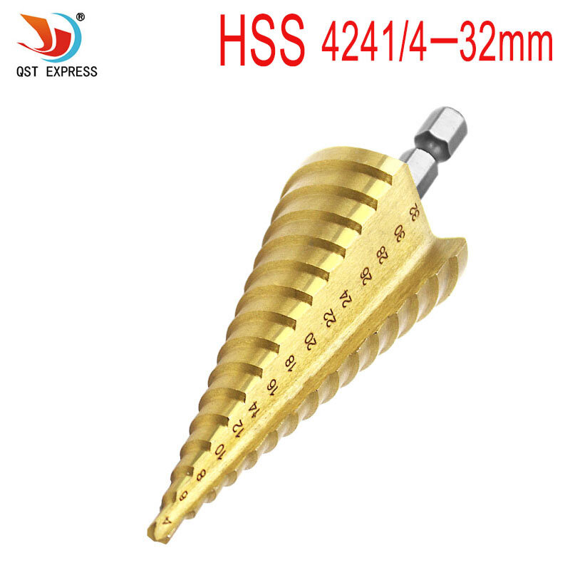 Hex Titanium Step Cone Drill Bit Hole Cutter 4-32MM HSS 4241 For Sheet Metal