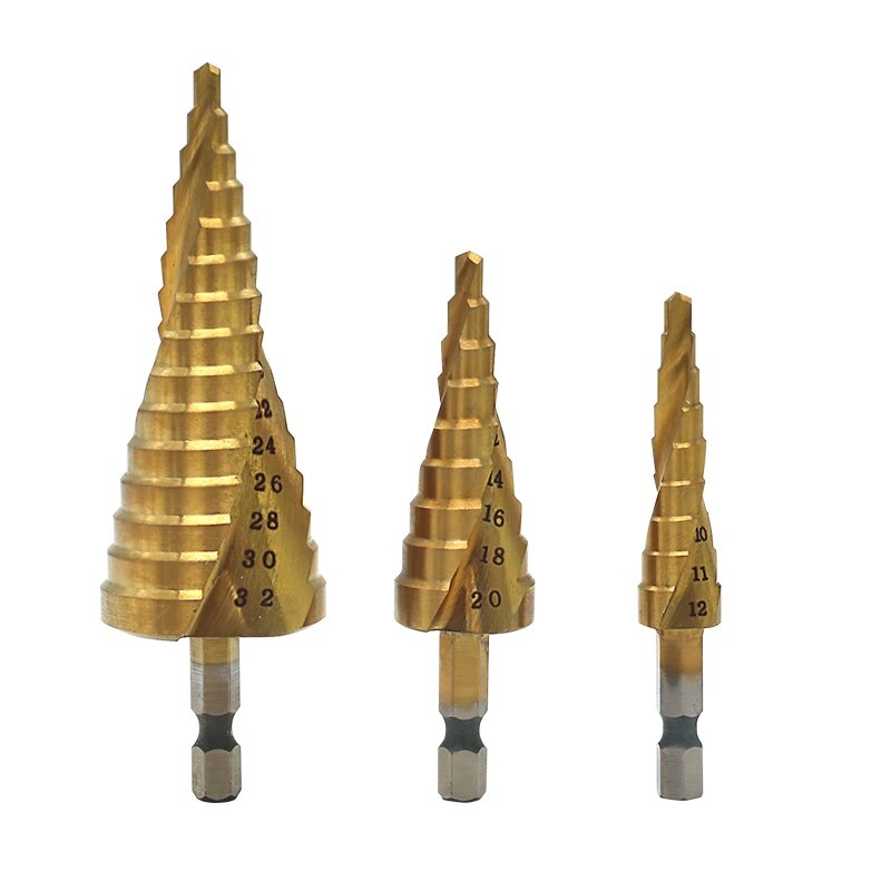 JIGONG-Broca de Aço de Alta Velocidade, Pagoda Shape, Perfuração HSS, Haste Triangular, Metalurgia, Ferramentas de Corte, 3Pcs, 4-32mm
