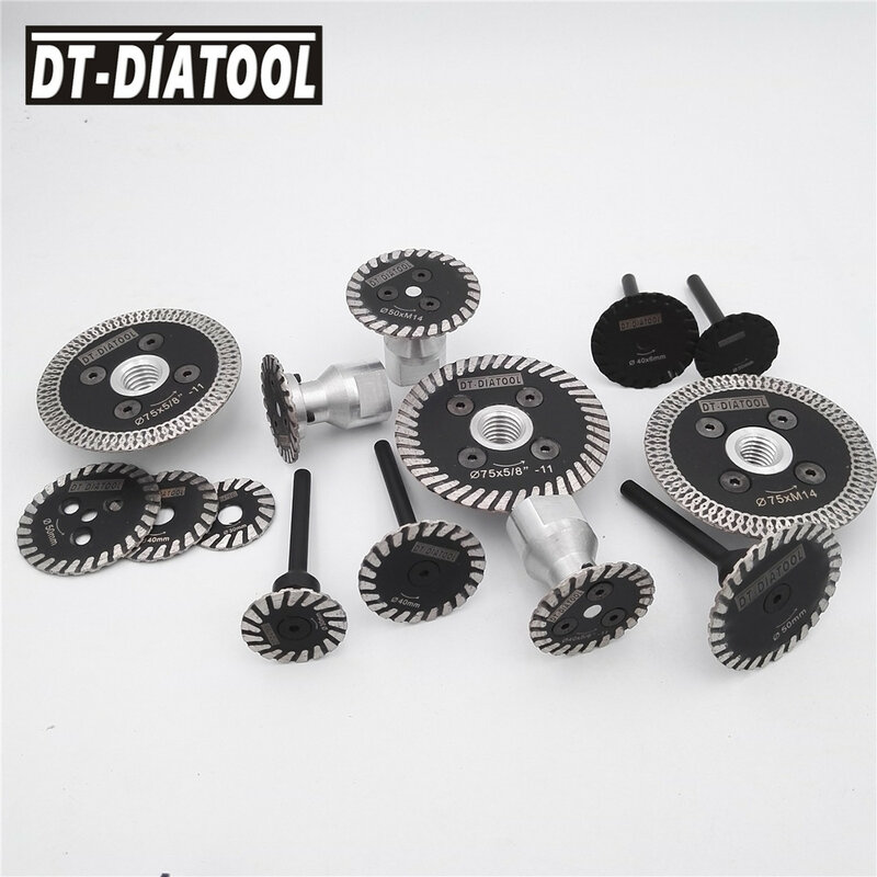DT-DIATOOL 2pcs Hot pressed mini diamond saw blade one removable 5/8-11 long flange cutting disc carving stone marble concrete