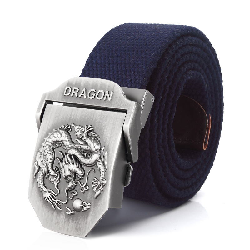 BOKADIAO Men&Women Military Canvas Belt Luxury Dragon Metal Buckle Jeans Belt Army Tactical Belts for Women Waistband Strap Male