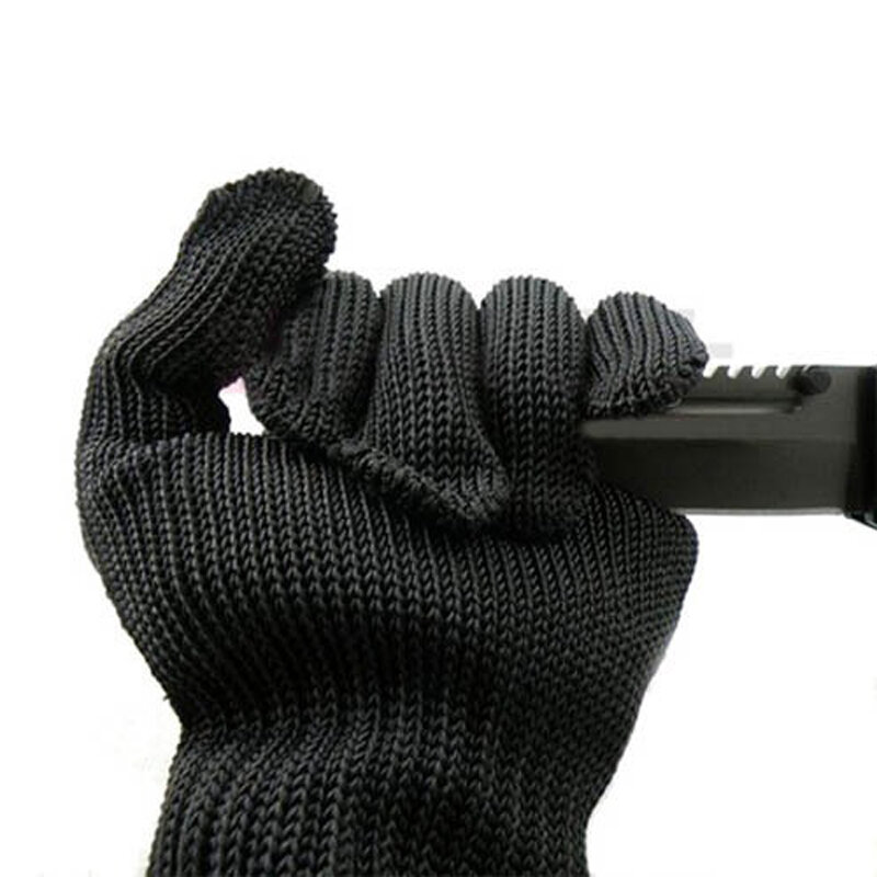 2 paia Nero filo di acciaio inossidabile resistace Guanti Anti-taglio guanti traspirante guanti da lavoro Di Sicurezza Anti-abrasione
