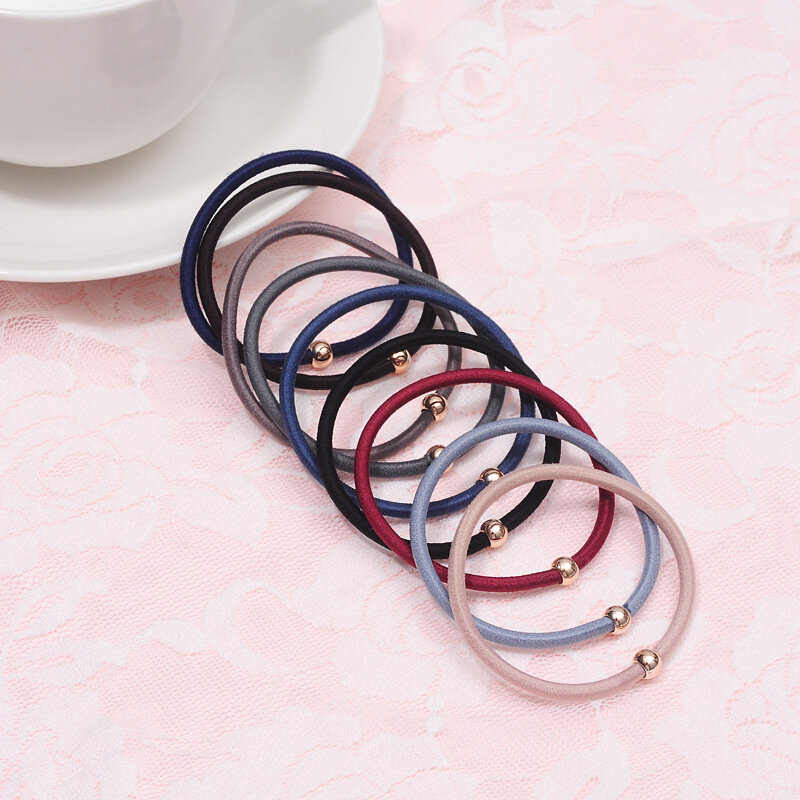 10PCS/lot New Women Basic Colorful Golden Ball Elastic Hair Bands Ponytail Holder Lady Rubber Bands Tie Gum For Hair Accessories