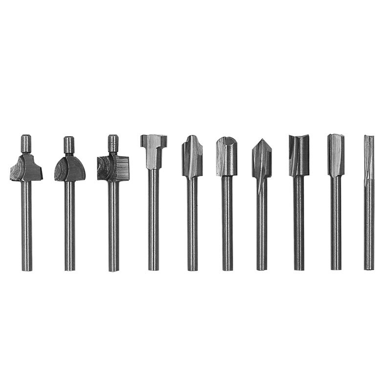 Mini HSS Shank Router Bits, Dremel Foredom, Rotary Tool Set, Carpintaria, Reparação Knife Edge, Broca de carpinteiro, 1/8 ", 3mm, 10Pcs