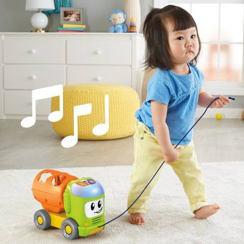 Fisher Price Educational Cute Truck Turkish-Musical Push Play and 4 Piece Shape Nesting