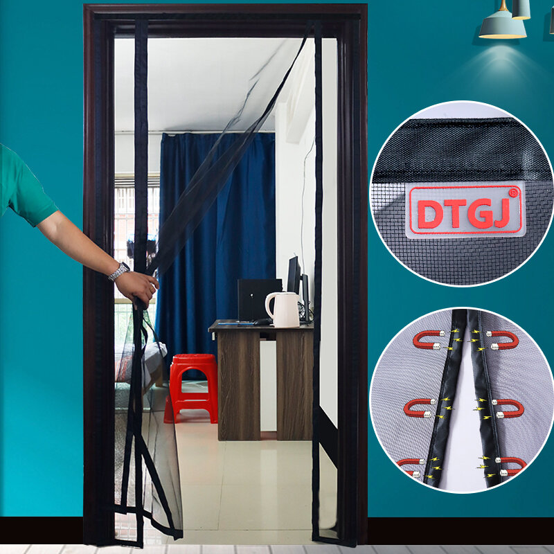Tela de porta magnética tamanho personalizado, cortina de mosquito, malha invisível anti-mosquito inseto mosca para uso no verão, interior e exterior