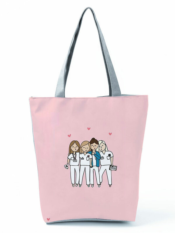 Мультяшная женская сумка с принтом медсестры, складная Вместительная женская сумка через плечо, Экологически чистая многоразовая сумка для покупок, шикарная дорожная пляжная сумка