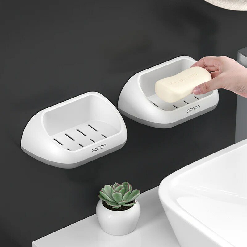 ONEUP Portable Soap Dishes Shower Case Holder Wall Mounted Soap Holder Storage Box Stand With Drain Pan Bathroom Accessories Set
