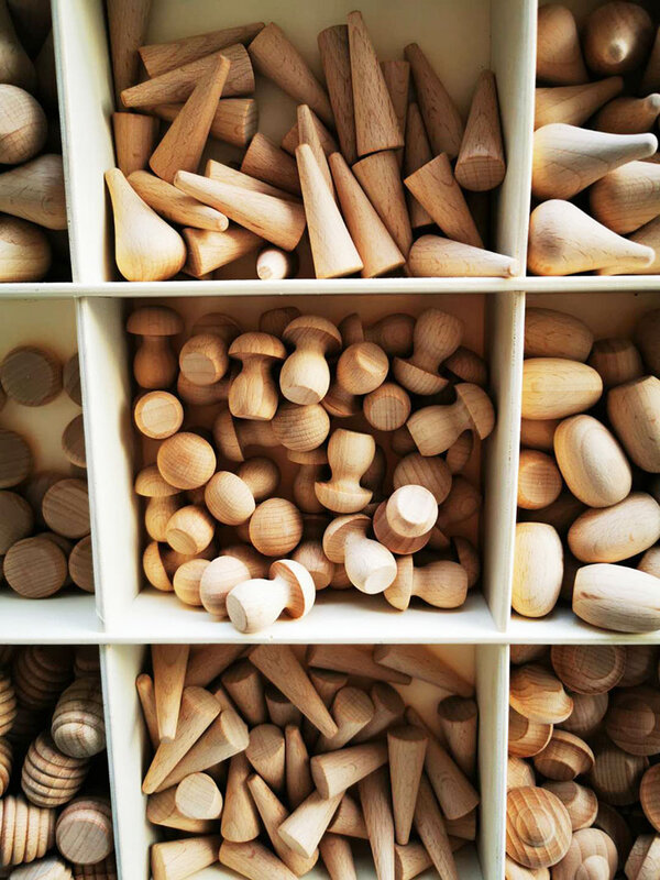 Handmade Unpaint Beech Wooden Dolls Loose Parts /DIY Painting Wood Honeycomb Mushrooms Cones Droplets Acorns Creative Toy