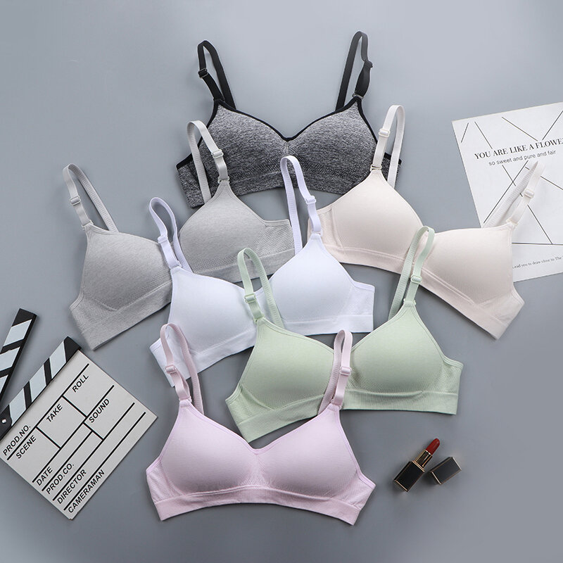 Women Seamless Bra Sexy No Wire Push Up Underwear Girls Students Breathable Thin Small Breast White Bras