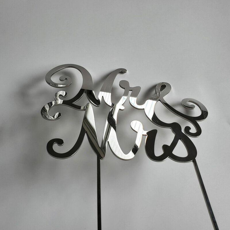 Metal polido mr & mrs signage casa letras de metal logotipo decorativo